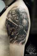手臂猴子纹身图案由武汉纹身店提供