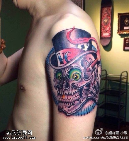 手臂欧美骷髅纹身图案