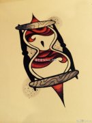 武汉最好的刺青店推荐一款彩色沙漏纹身手稿图案