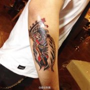 手臂死神纹身图案由武汉纹身馆提供