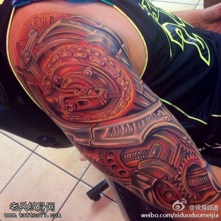 胳膊3D机械纹身图片