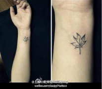 小清新手部枫叶纹身图案