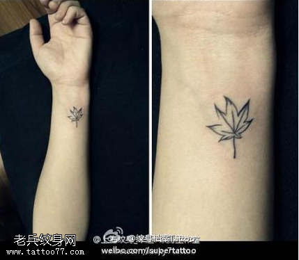 小清新手部枫叶纹身图案
