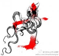 武汉纹身店推荐一款章鱼纹身手稿图案