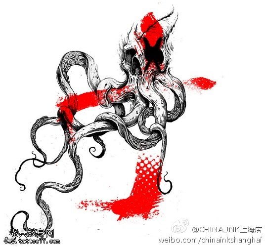 章鱼纹身手稿图案