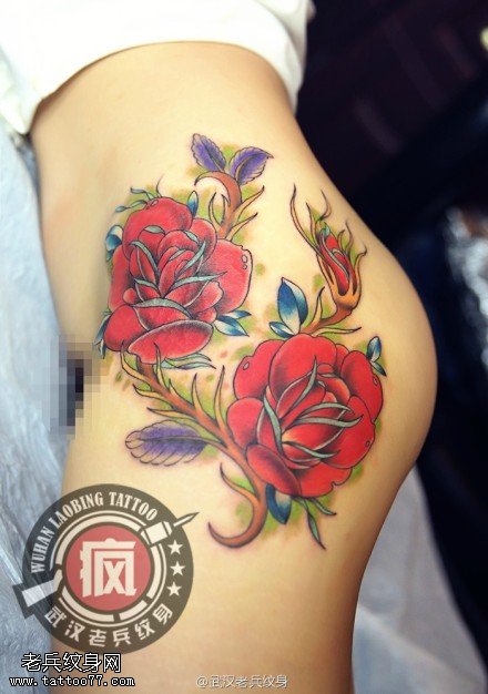 2014年最性感美女腿部玫瑰花纹身作品