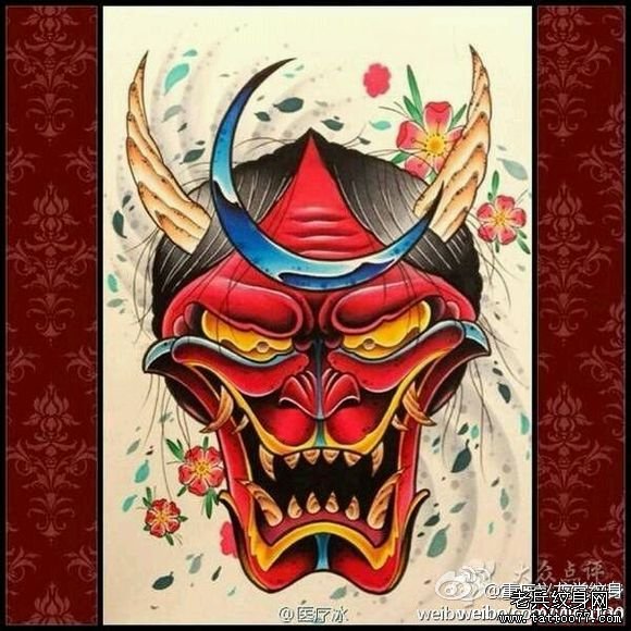 彩色传统般若纹身图片
