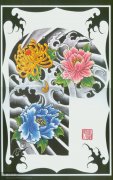 分享一款半胛牡丹纹身图案