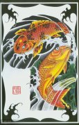 老兵纹身分享一款个性的半胛鲤鱼纹身图案
