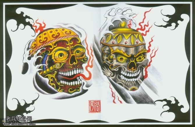 老兵纹身分享一款嘎巴拉纹身图案