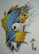 为大家推荐一款霸气的鳌鱼纹身图案