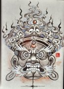 分享一款中国风不动明王纹身图案
