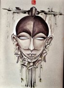 分享一款中国风人物纹身图案