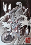 一款霸气的中国风神兽纹身图案推荐