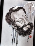 老兵纹身分享一款中国风达摩纹身图案