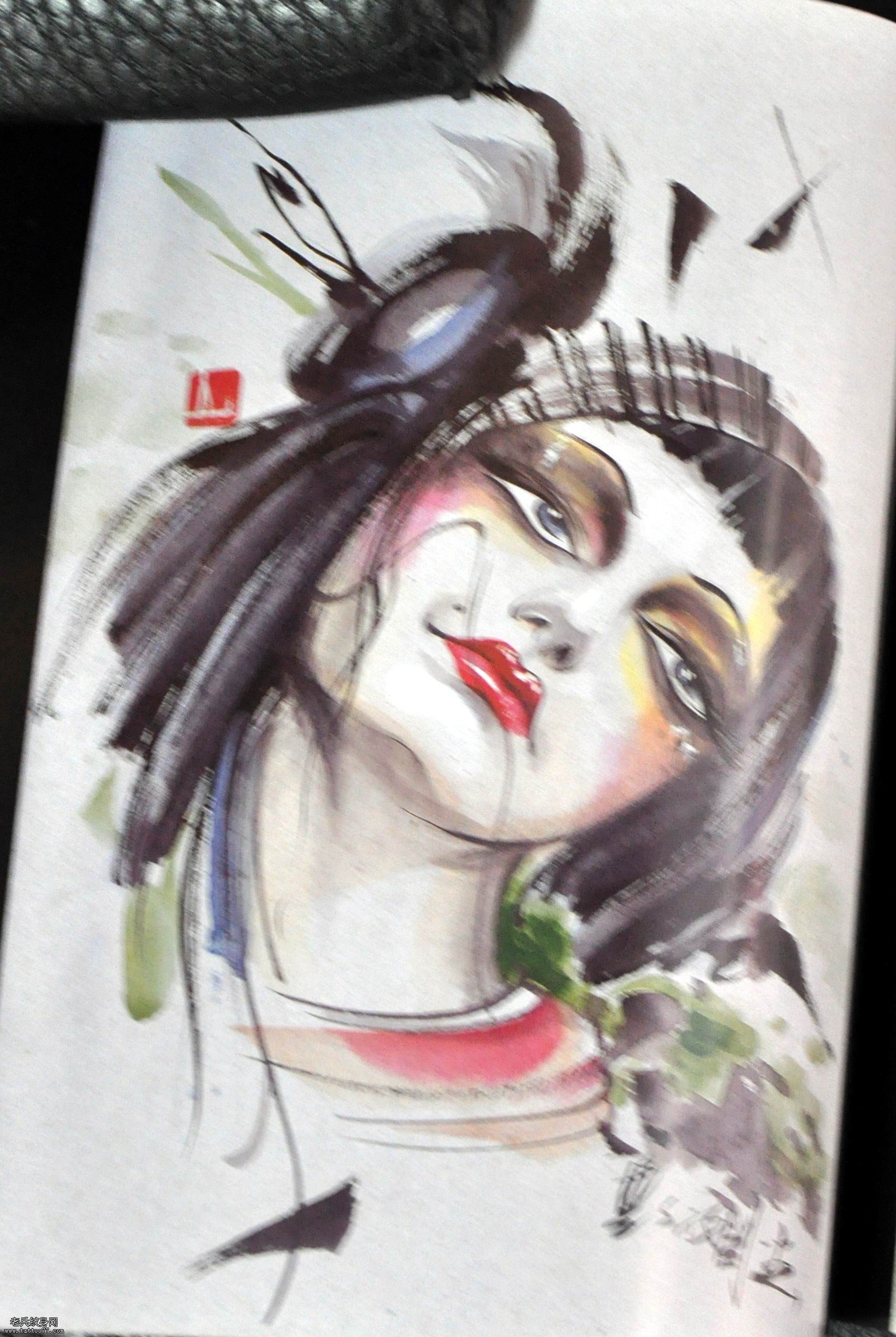老兵纹身分享一款漂亮的美女纹身图案