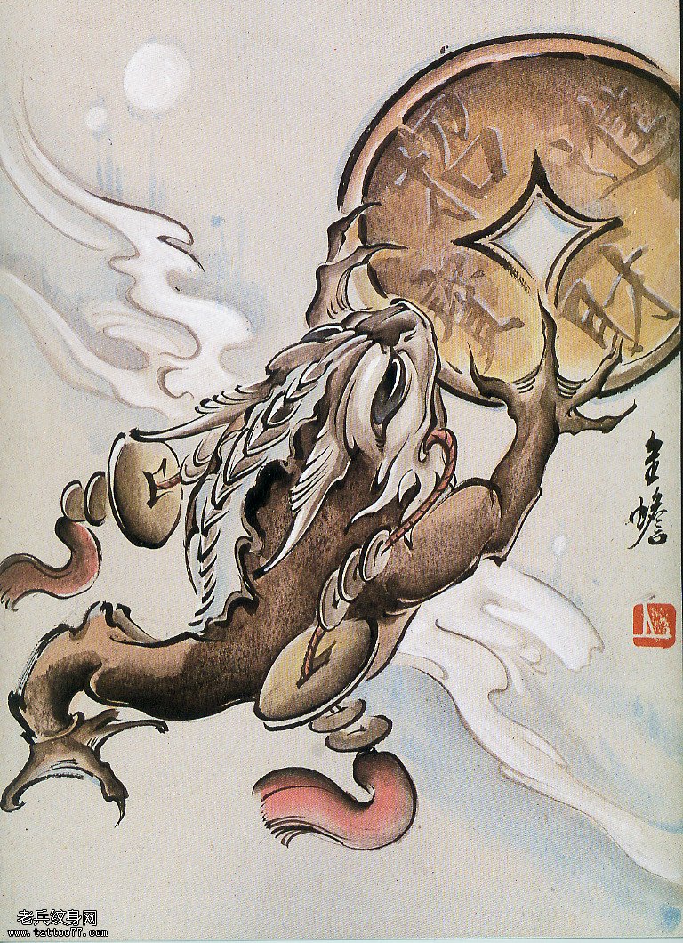 老兵纹身分享一款经典的金蟾纹身图案