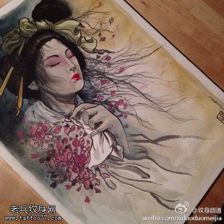 艺妓纹身手稿图案