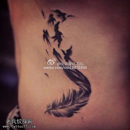 腹部羽化燕纹身图案