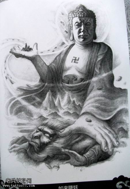 一款霸气的佛纹身图案分享给大家