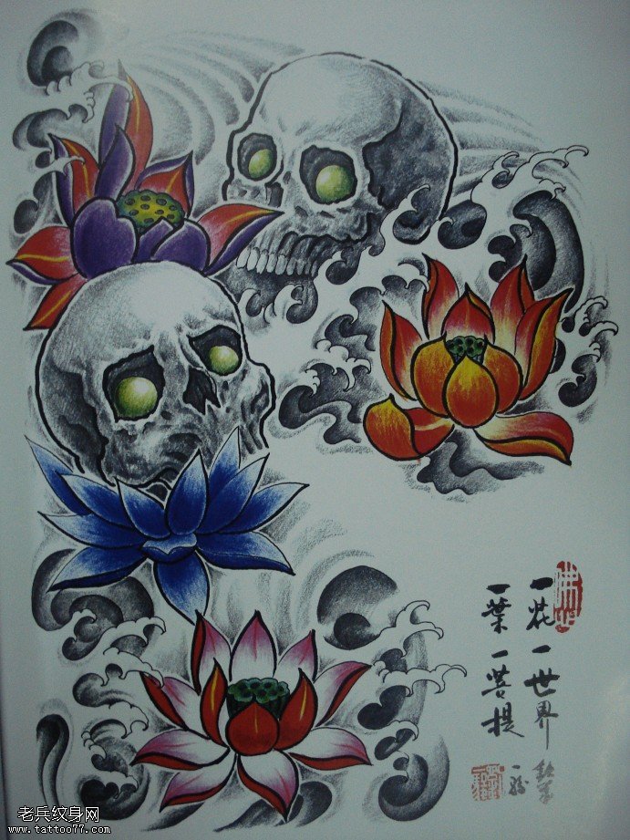 老兵纹身分享有个性的半胛骷髅纹身图案