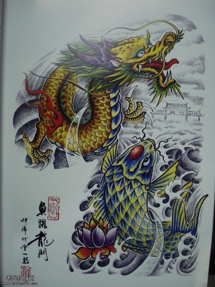 老兵纹身分享一款经典传统半胛纹身图案