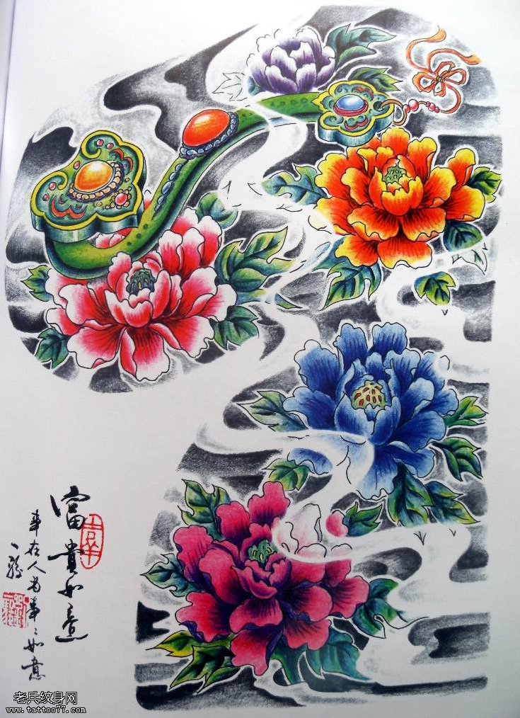 武汉最好纹身店为大家分享一款传统半胛纹身图案