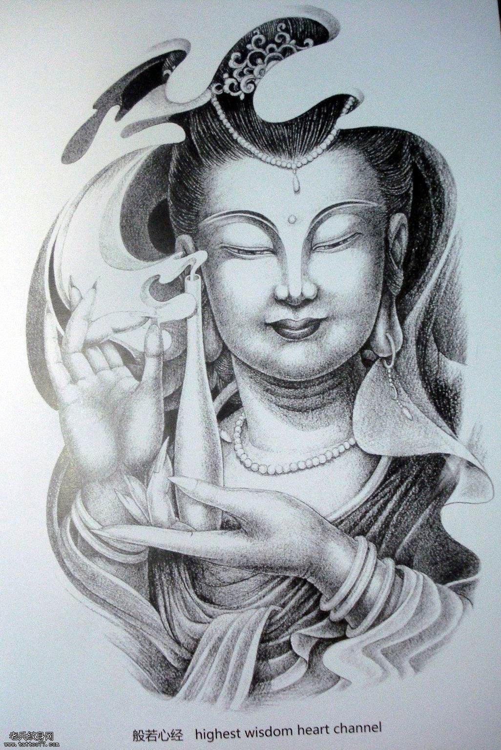 武汉最好纹身店为大家分享一款观音纹身图案