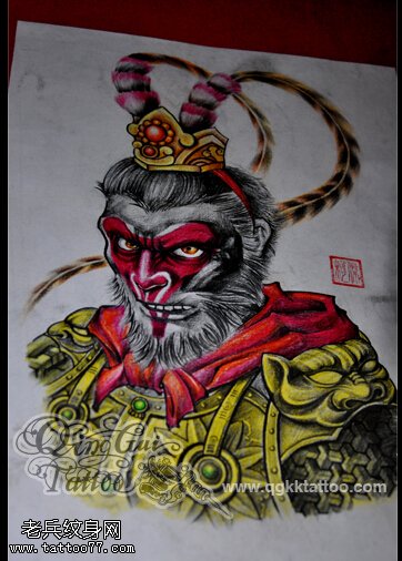 美猴王孙悟空纹身手稿图片