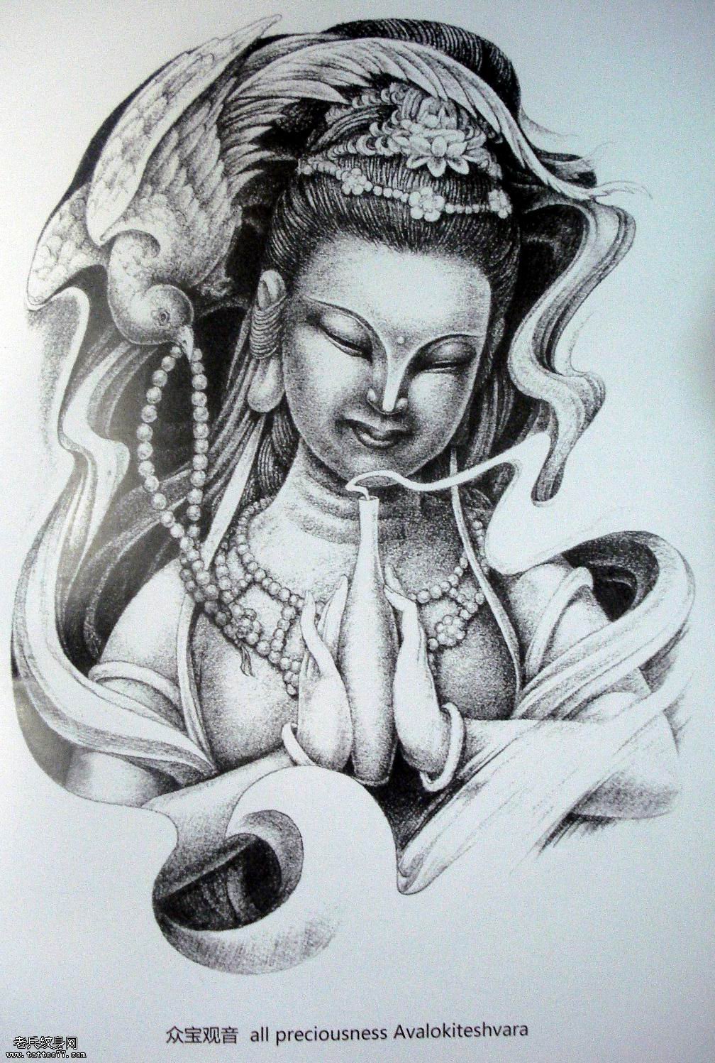老兵纹身分享一款观音菩萨纹身图案
