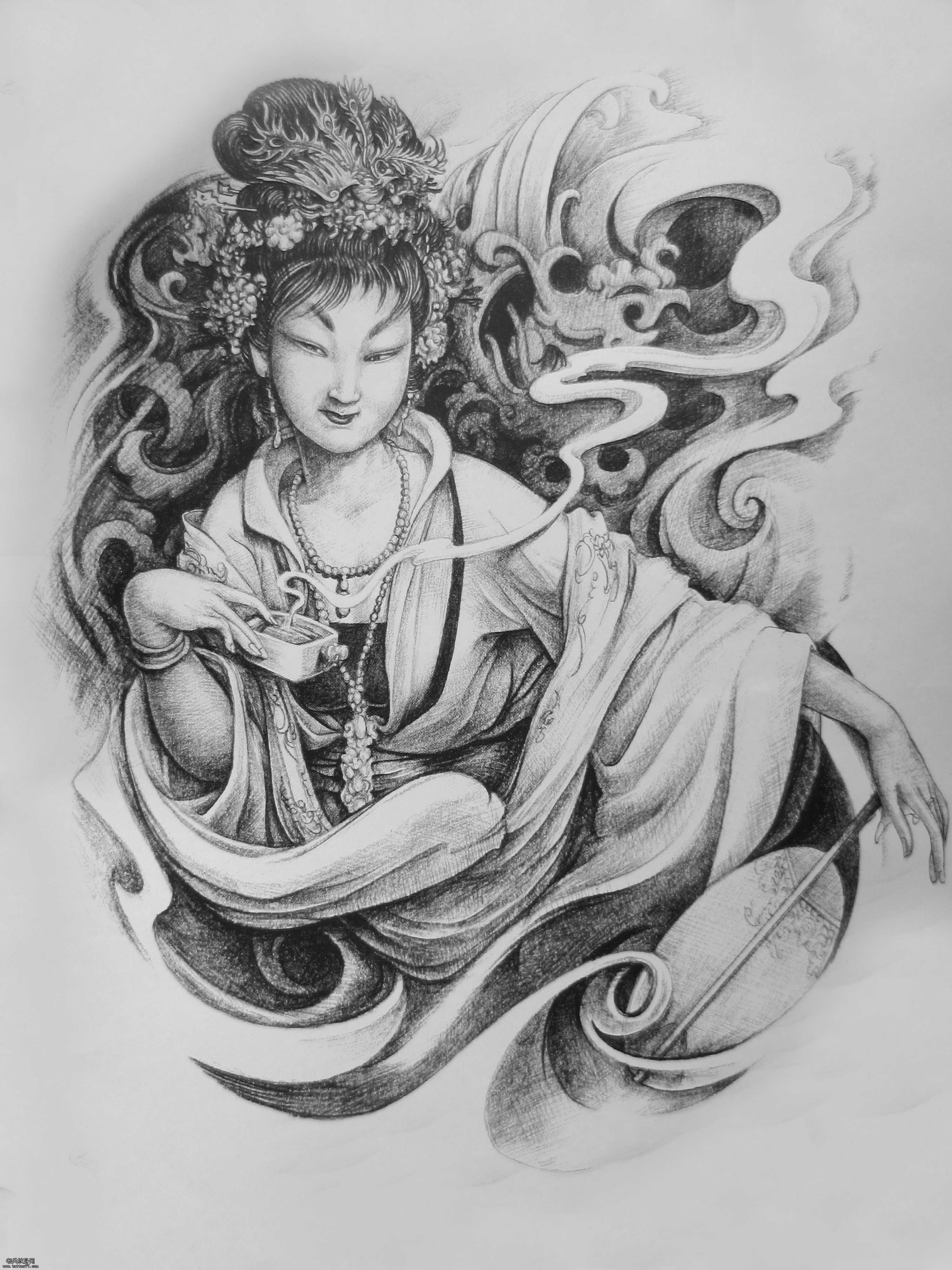 老兵纹身推荐一款神话美女人物纹身图案