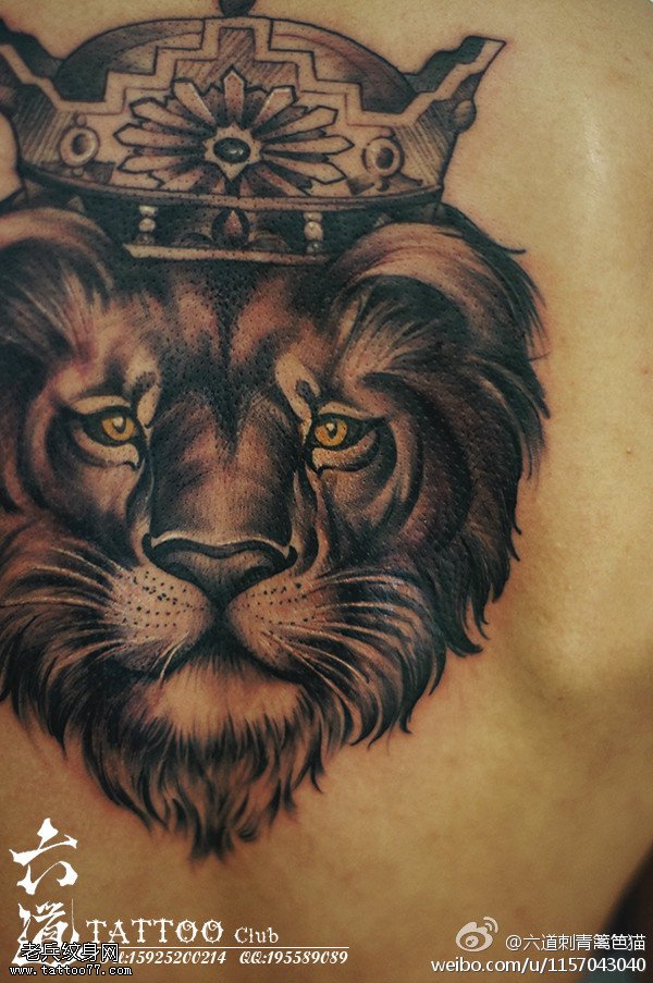 皇冠狮子纹身图案