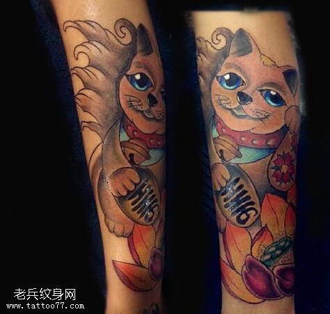 纹身中招财猫纹身图案很受欢迎