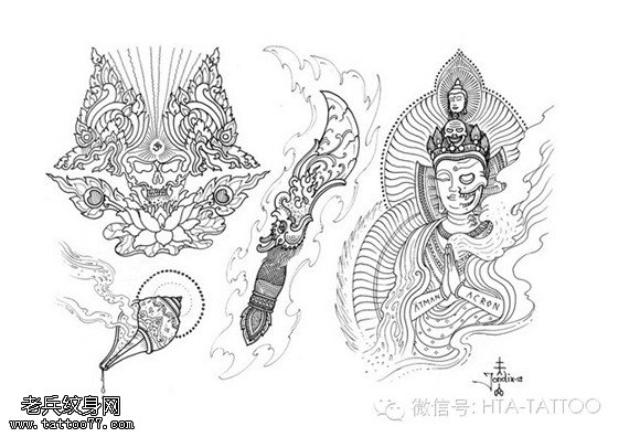 一组宗教纹身图案由武汉纹身提供