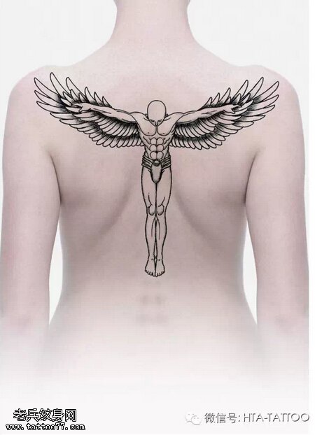 ps设计的后背翅膀纹身效果图！
