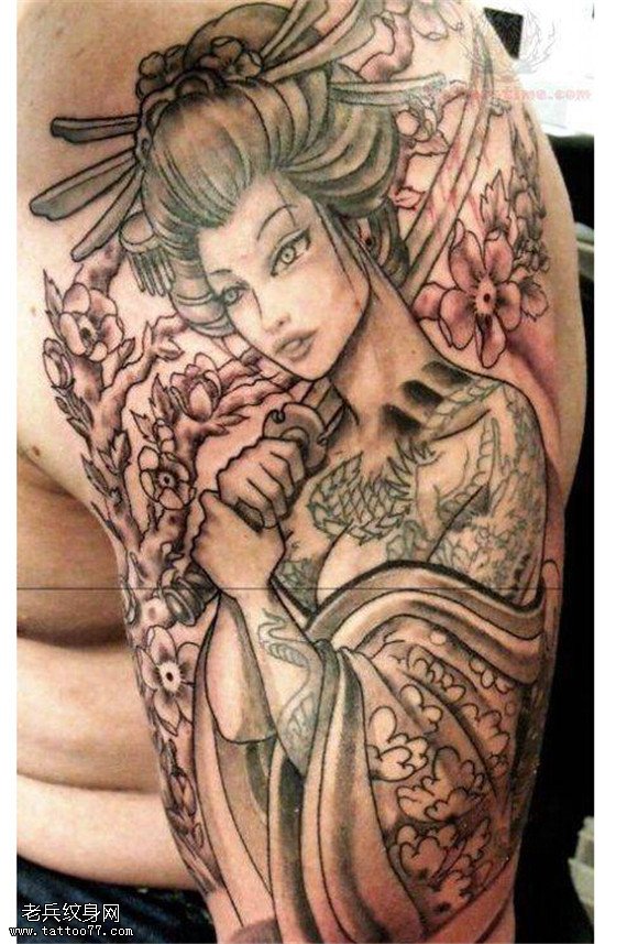手臂艺妓纹身图案