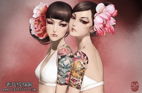 少女纹身图案