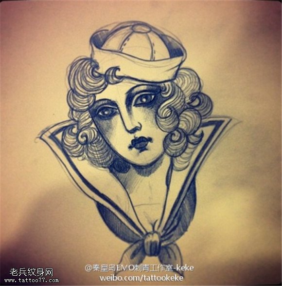 女郎纹身手稿图片