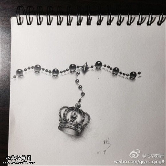 皇冠手链脚链纹身手稿图片