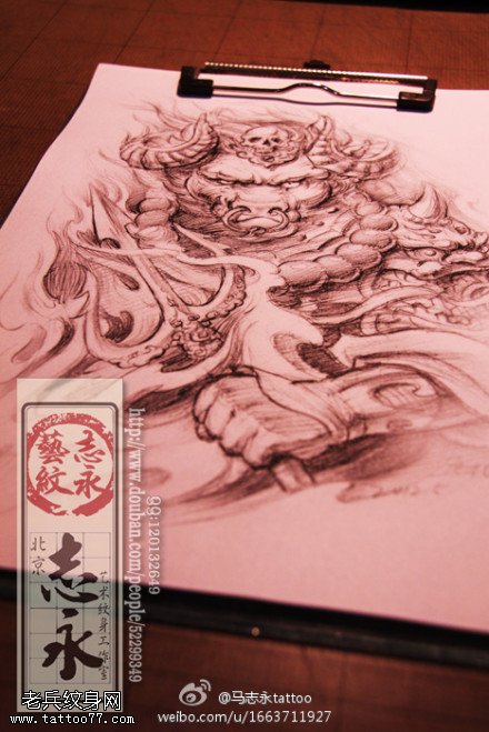 牛魔王纹身手稿图案