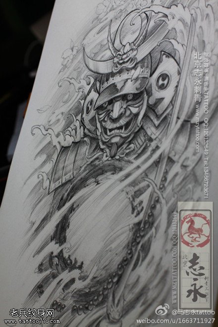 日本和风霸气武士纹身图案