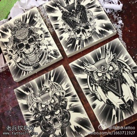 巴洛克风格骷髅纹身图案