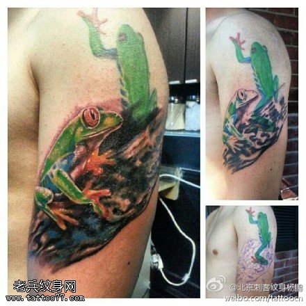 色彩艳丽蟾蜍纹身图案