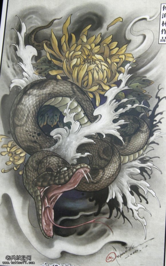 霸气的满背蛇纹身图片