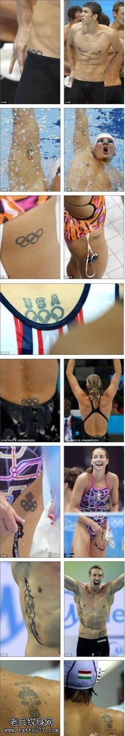 历史性伟大奥运五环纹身图案