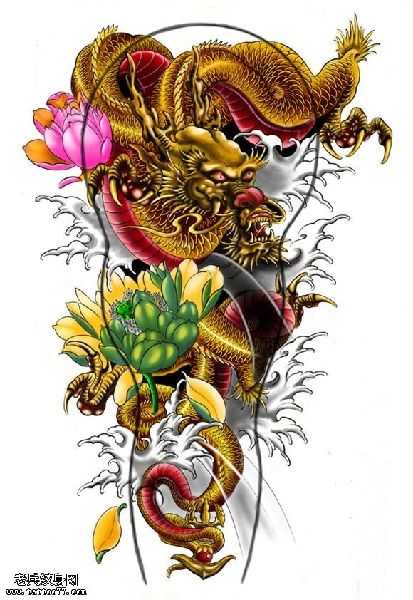 幼稚花臂龙纹身图案分享