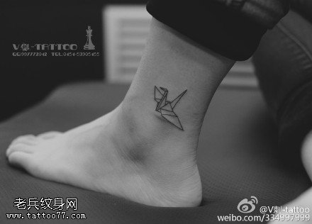 唯美长寿千纸鹤纹身图案