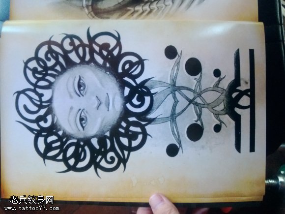 一张图腾太阳纹身图案分享