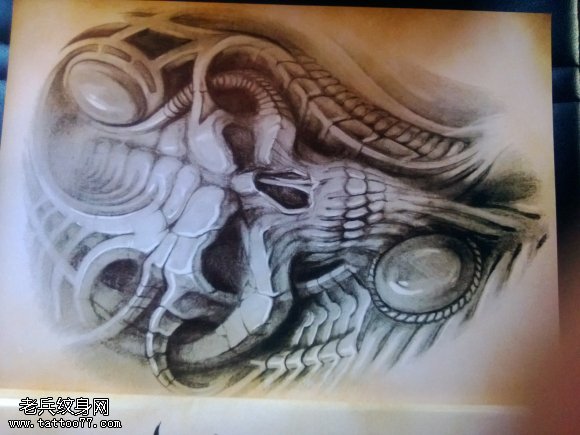 分享一款欧美骷髅纹身图案