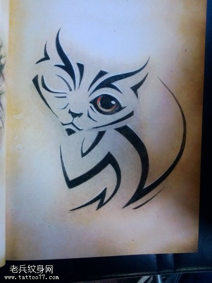 图腾猫咪纹身图案